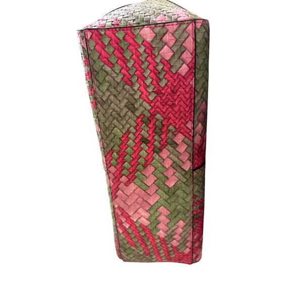 Woven Pink & Green Tote Bag, Adjustable Detachable Strap, Casual/Professional - Picture 8 of 10